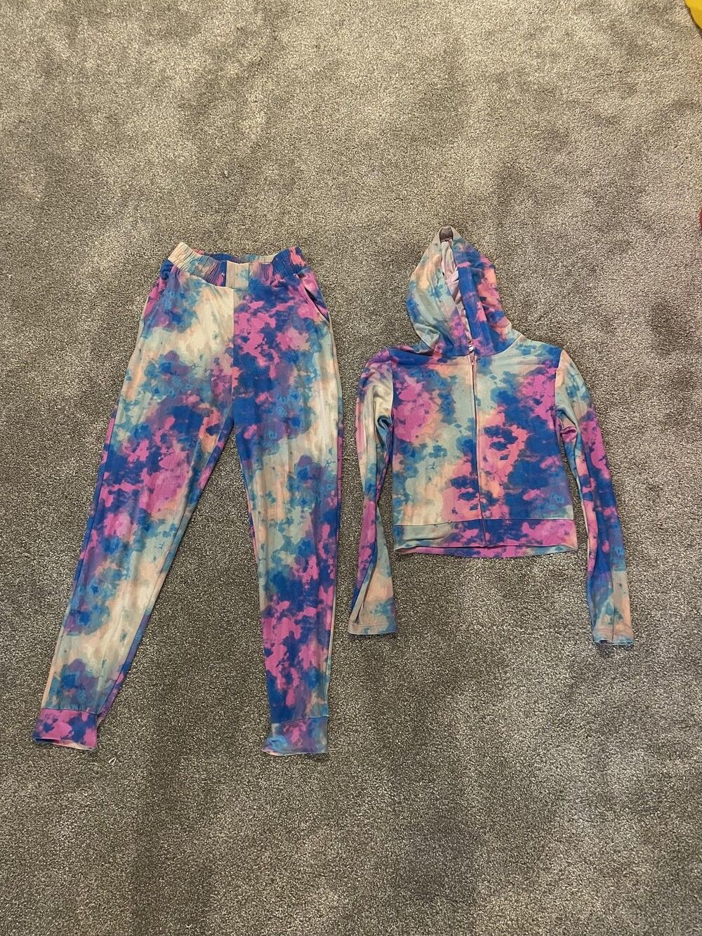 Full Circle Trends Tracksuit Womens Small Multicolor Tie Dye Hoodie Joggers
